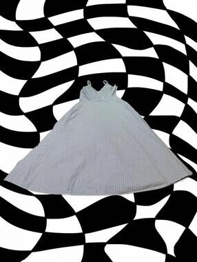 COS white and blue vertical striped dress